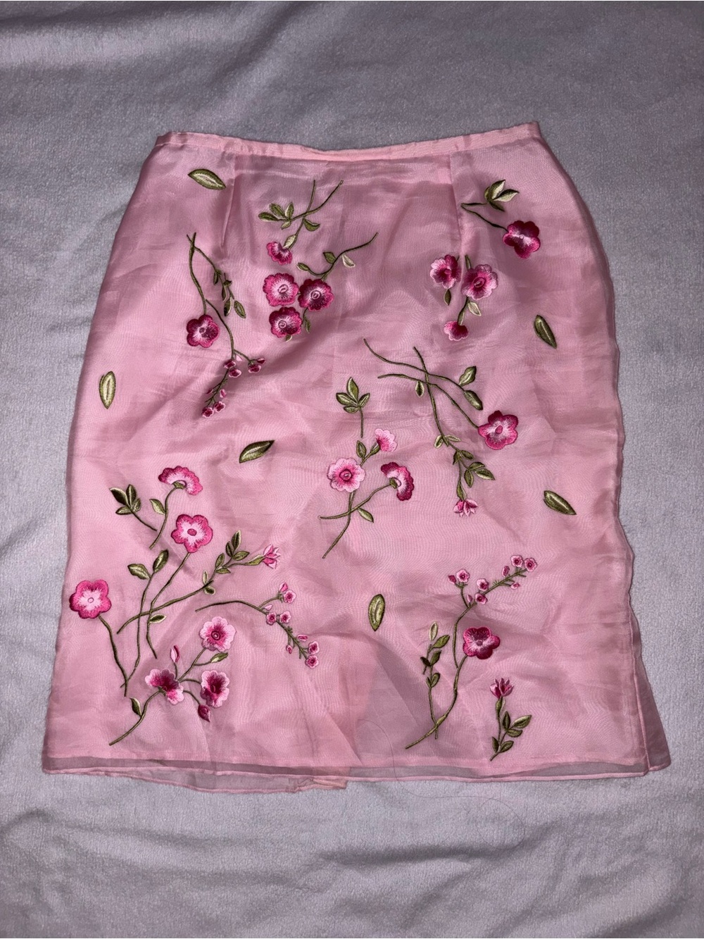 Silk Pink Floral Embroidered Women's Skirt